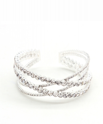 Criss Cross Rhinestone Bracelet BS300054 SILVER CL